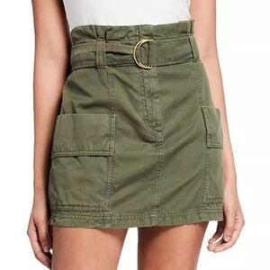 A.L.C. Kai Belted Cargo Mini Skirt Size 8 Army Olive Green Linen Cotton Revolve